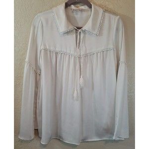 Nanette Lepore Off White Blouse Bell Sleeve Size Medium Long Sleeve